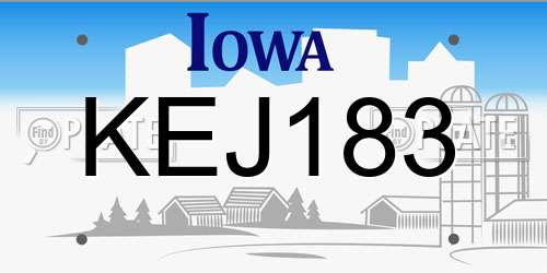 KEJ183 Iowa License Plate
