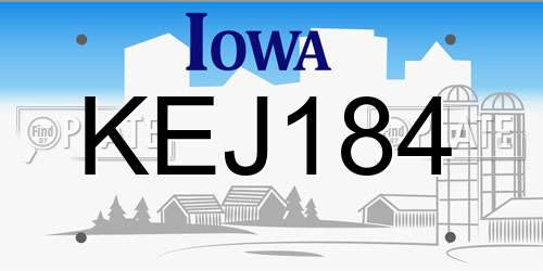 KEJ184 Iowa License Plate