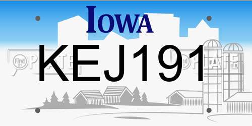 KEJ191 Iowa License Plate
