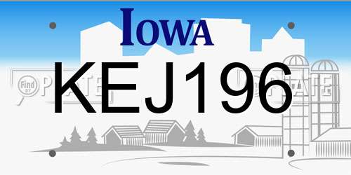 KEJ196 Iowa License Plate