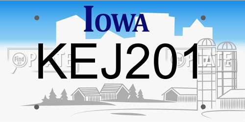 KEJ201 Iowa License Plate