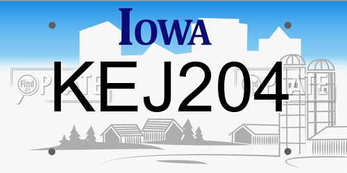 KEJ204 Iowa License Plate