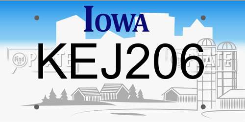 KEJ206 Iowa License Plate