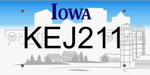 KEJ211 Iowa License Plate