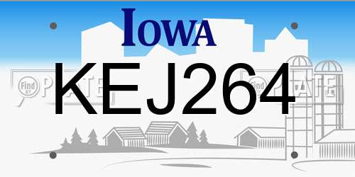 KEJ264 Iowa License Plate
