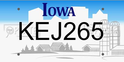 KEJ265 Iowa License Plate