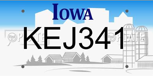 KEJ341 Iowa License Plate