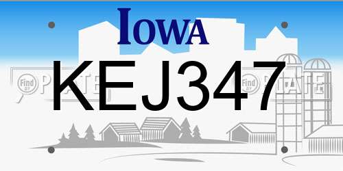 KEJ347 Iowa License Plate