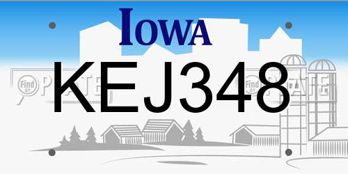 KEJ348 Iowa License Plate