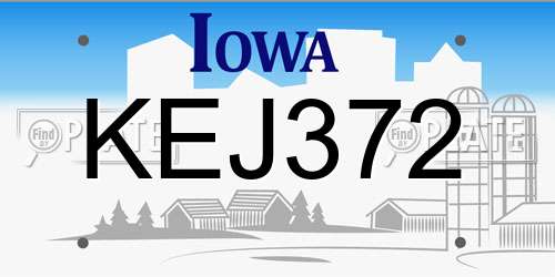 KEJ372 Iowa License Plate