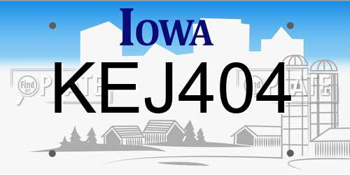 KEJ404 Iowa License Plate