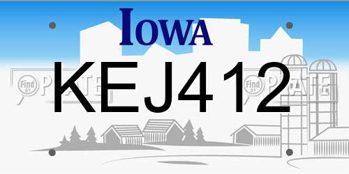 KEJ412 Iowa License Plate