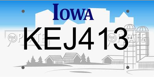 KEJ413 Iowa License Plate