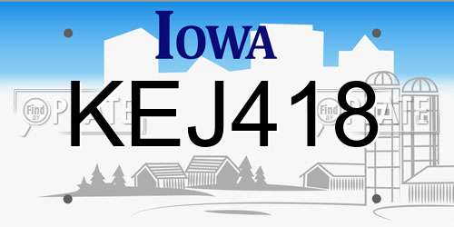 KEJ418 Iowa License Plate