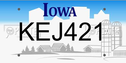 KEJ421 Iowa License Plate