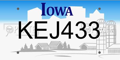 KEJ433 Iowa License Plate