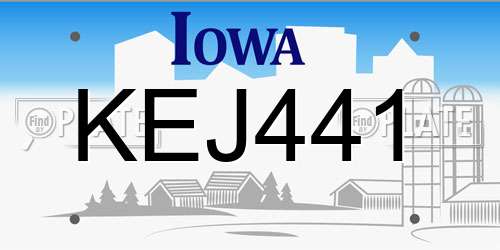 KEJ441 Iowa License Plate