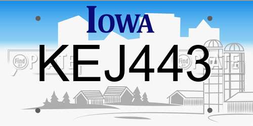 KEJ443 Iowa License Plate