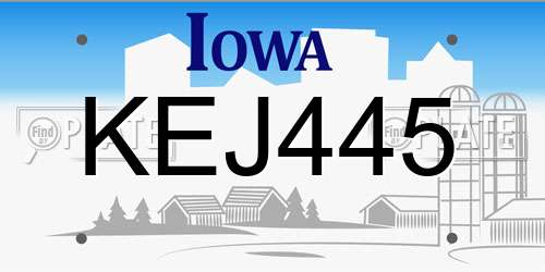KEJ445 Iowa License Plate