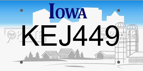 KEJ449 Iowa License Plate