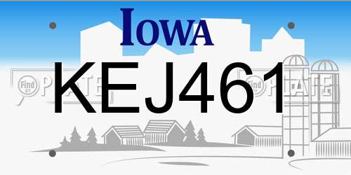 KEJ461 Iowa License Plate