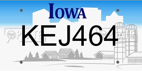 KEJ464 Iowa License Plate