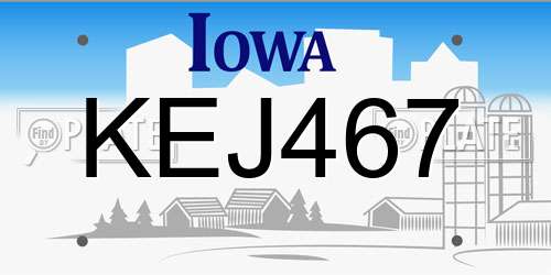 KEJ467 Iowa License Plate