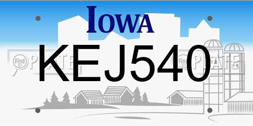 KEJ540 Iowa License Plate