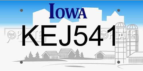 KEJ541 Iowa License Plate