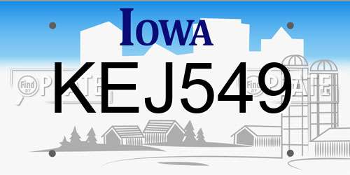 KEJ549 Iowa License Plate