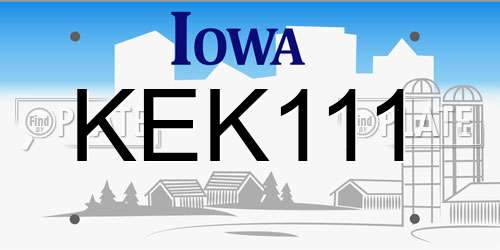 KEK111 Iowa License Plate