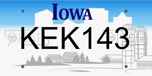 KEK143 Iowa License Plate