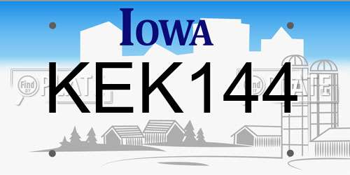 KEK144 Iowa License Plate