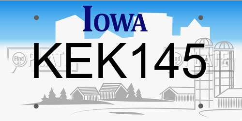 KEK145 Iowa License Plate