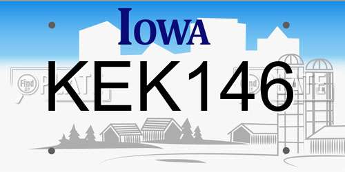 KEK146 Iowa License Plate