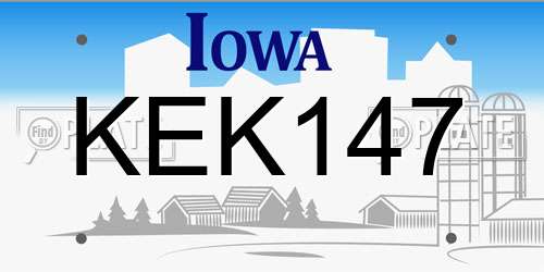 KEK147 Iowa License Plate