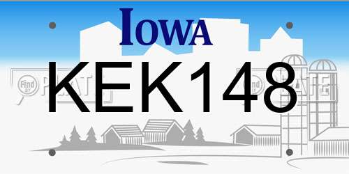 KEK148 Iowa License Plate