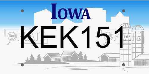 KEK151 Iowa License Plate