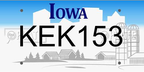 KEK153 Iowa License Plate