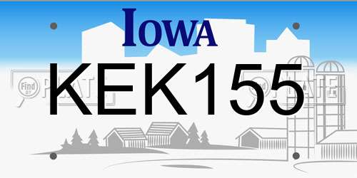 KEK155 Iowa License Plate