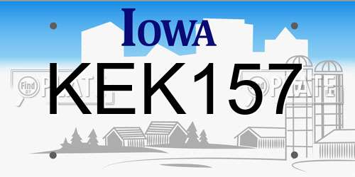 KEK157 Iowa License Plate