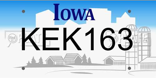 KEK163 Iowa License Plate
