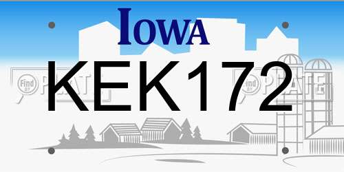 KEK172 Iowa License Plate
