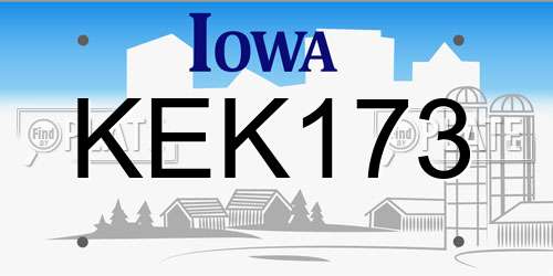 KEK173 Iowa License Plate