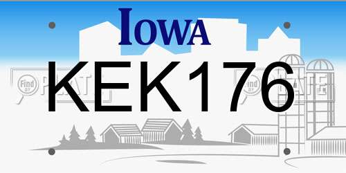 KEK176 Iowa License Plate
