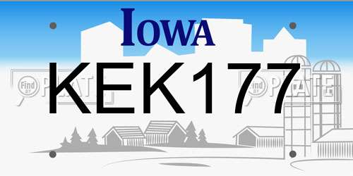 KEK177 Iowa License Plate