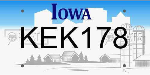 KEK178 Iowa License Plate