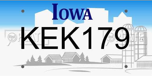 KEK179 Iowa License Plate