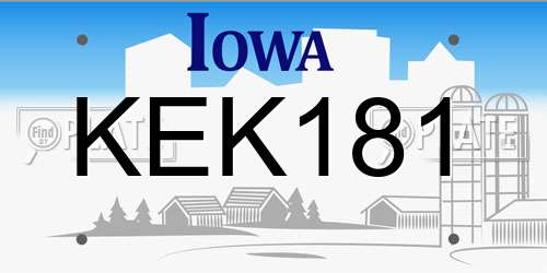 KEK181 Iowa License Plate