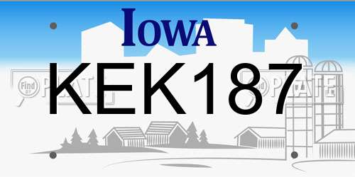 KEK187 Iowa License Plate
